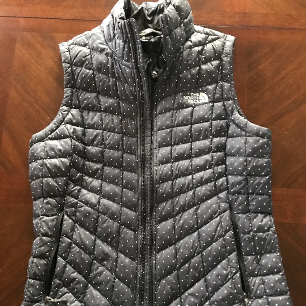 Navy polka dot North Face down vest